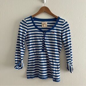 Vtg Y2K Hollister Henley Top Sz S Bella Swan Striped Preppy Layers Lace